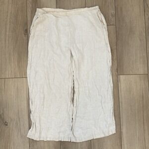 Vintage Tom Tom Linen Pants Women's Medium Beige Flowy Preshrunk Made In USA CA